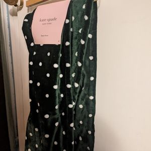 Kate Spade green and white polka dot throw blanket